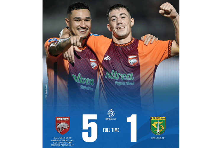 Skor Akhir Borneo vs Persebaya 5-1: Pesta Gol Borneo FC Taklukan Bajul Ijo